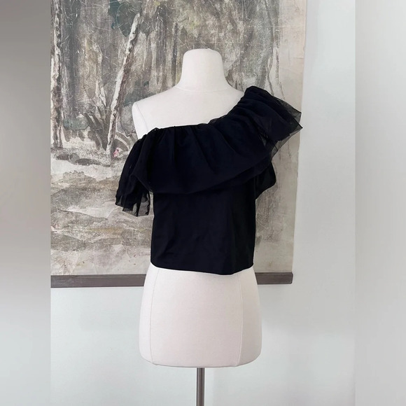 Anthropologie Sunday in Brooklyn One-Shoulder Top in Black XL NWOT $78 - Picture 2 of 11